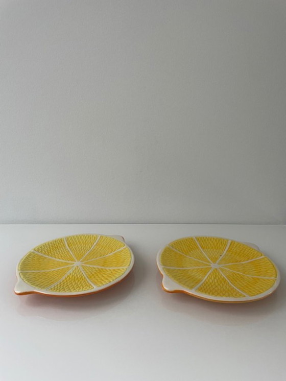 Image 1 of Juego de 2 platos de cerámica con rodajas de naranja