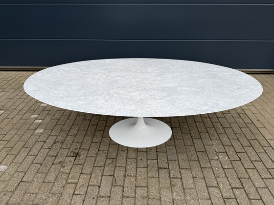 Image 1 of Original oval Knoll Tulip dining table (244cm) Carrara marble