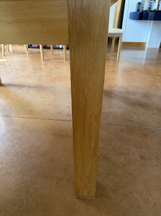 Image 1 of Handcrafted solid oak dining table + 4 chairs + 2 extensions