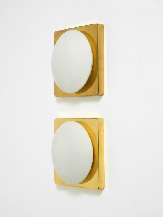 Image 1 of Twee koperen wandlampen uit de jaren 70 van Rolf Krüger voor Heinz Neuhaus Leuchten