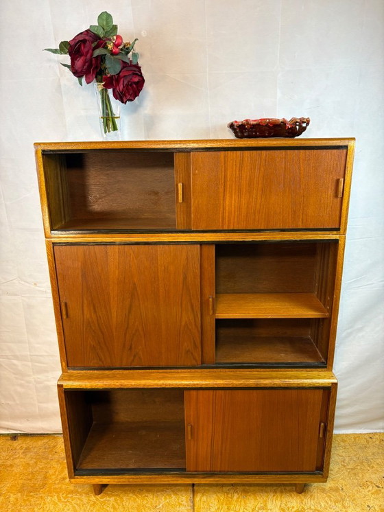 Image 1 of Mid-Century Retro Vintage Teak Stacking Bookcase by Simplex   Modular Design • Elegant Storage • British Mid-Century Craftsmansh