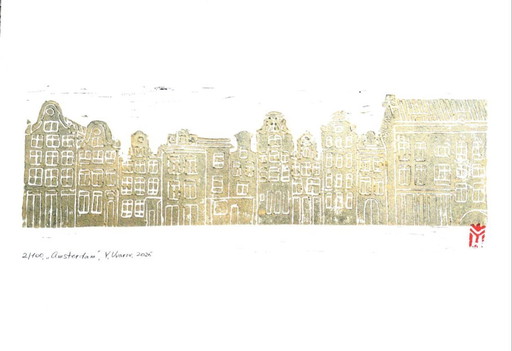 Vintage Amsterdam Linocut – A3 Gold Print