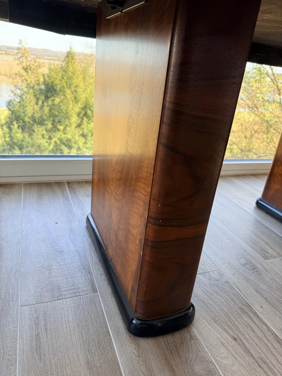 Image 1 of English Art Deco Style Dining Table – London  – Walnut Veneer