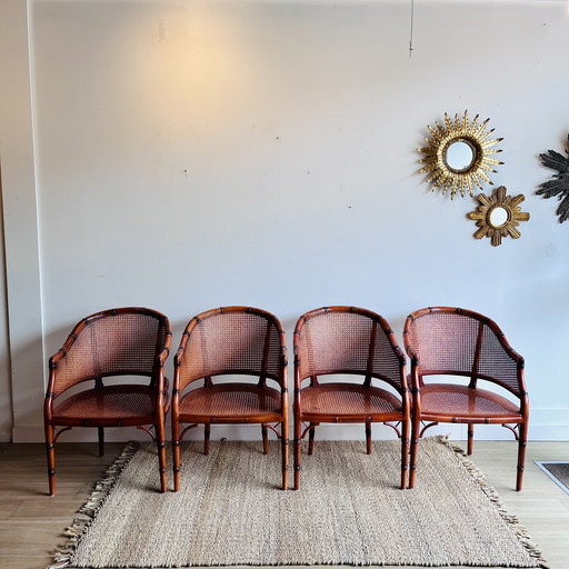 4 sillas de comedor Giorgetti de imitación bambú