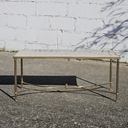 Mesa de centro francesa vintage de mármol - Maison Jansen - Estilo Hollywood Regency - Años 70