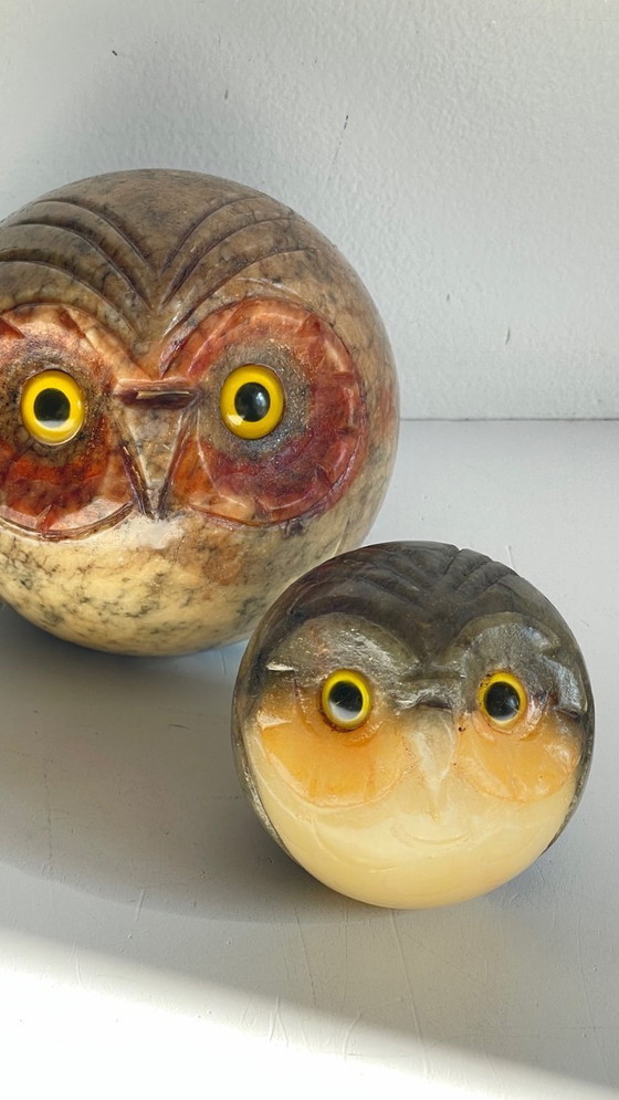 Image 1 of Fermalibri vintage a forma di gufo in marmo