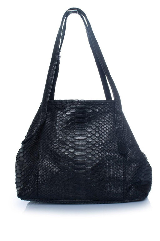 Numero nove, mini borsa tote in pelle di pitone