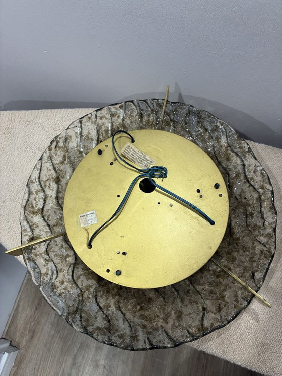 Plafonnier Kaiser Leuchten Murano en verre givré, 40 cm, années 1970, Transparent (photo 6 sur 6)