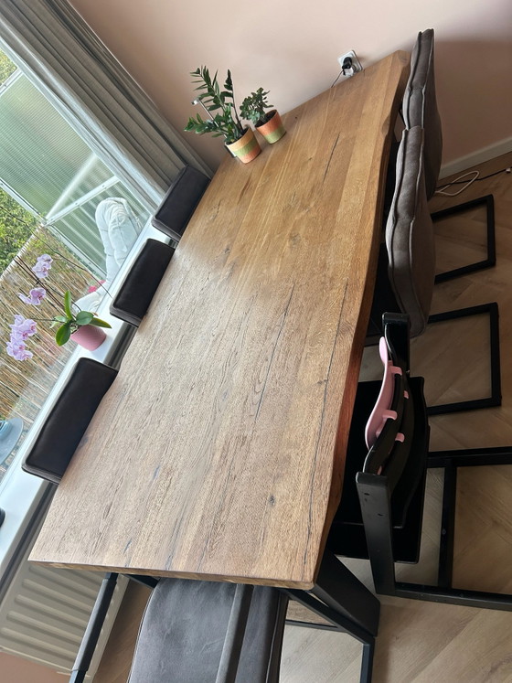 Schöner hölzerner 6-Personen Esstisch – Esstische, Metall, Holz (photo 3 of 5)