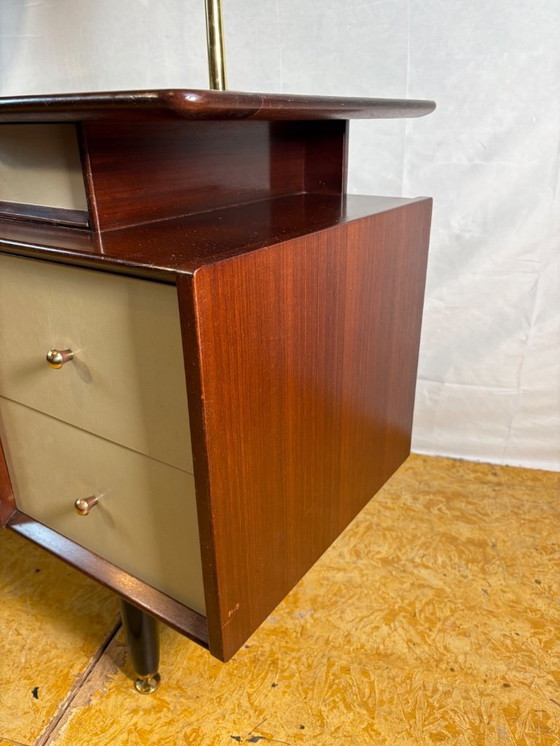 Image 1 of Mid-Century Retro Vintage Teak Dressing Table by G Plan – “White China” Librenza Range 1950  Golden Maker’s Mark • Italian Desig