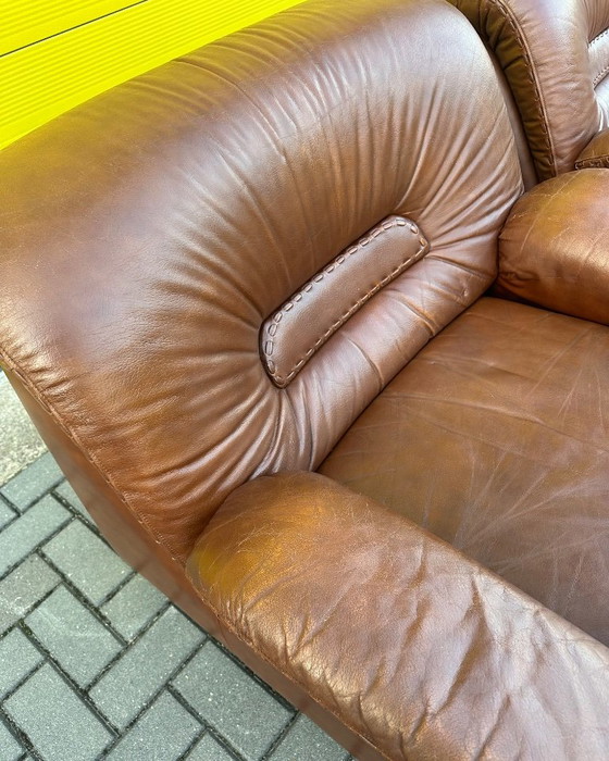 Vintage brown leather Danish lace Armchairs 70s (photo 6 of 21)