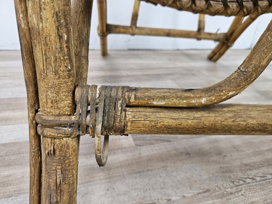 Poltrone vintage in rattan, set di quattro, Sedie da giardino, Marrone (foto 12 di 15)