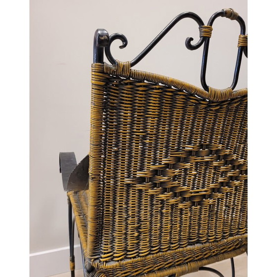 Image 1 of Vintage wrought iron and rattan chair, France 1970s