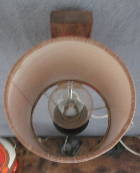 Vintage Jaren 70 Wandlamp – Retro Stoffen Kap & Houten Armatuur – Wandlampen, Wood, Cotton (photo 2 of 8)