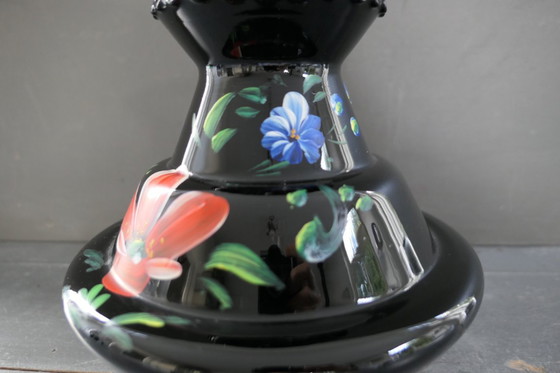 Image 1 of Art Deco Booms jarrón de cristal negro