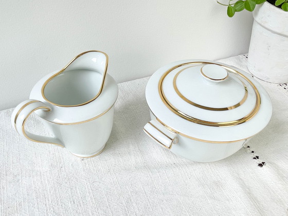 Image 1 of Set da tè/caffè in porcellana vintage Bernardaud &amp; Cie Limoges Francia oro bianco