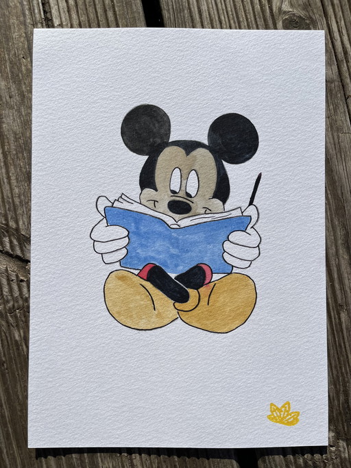 Watercolor illustration of Mickey Mouse, 21x15cm