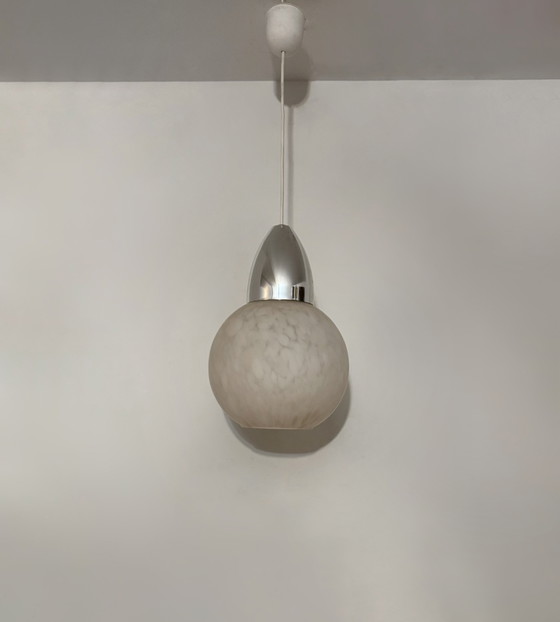 Gesprengelte Murano Glas Hängeleuchte 70er Jahre – Kronleuchter, Chrome (photo 3 of 8)