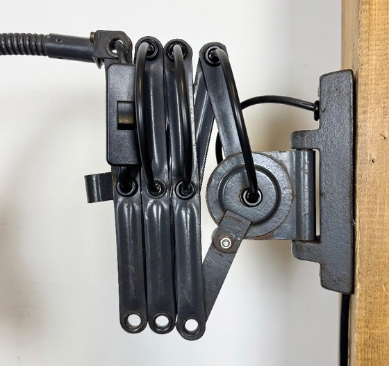 Image 1 of Dark Grey Industrial Scissor Wall Lamp from Elektroinstala, 1960s