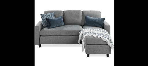 Canapé sectionnel tapissé 3 places Design en L Banc ottoman réversible