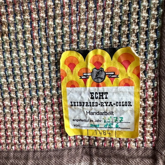 Image 1 of Vintage Wandteppich . Leibfried Rya Color . 70er . Mid Century . Handgearbeitet . Wolle . Hirte . Schafe . Befestigungsstab Holz