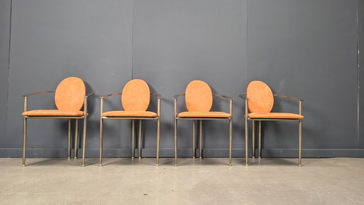 Sedie da pranzo vintage Belgo cromate, set di 4 - anni '80