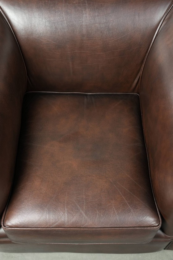 Luxury brown cowhide leather set consisting of a smooth Chesterfield sofa and armchair – 3-5 seaters (photo 22 of 26)