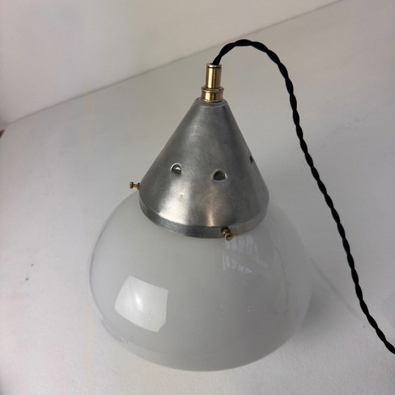 Image 1 of ANTIQUE ART DECO OPALINE PENDANT LIGHT