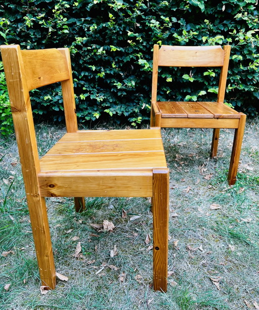 2 sillas de comedor de pino de estilo brutalista – Furusnickarn AB, Suecia, años 70