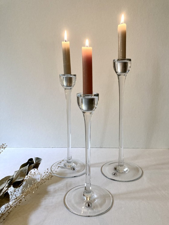 Image 1 of Trio di candelieri in vetro, Ikea, Blomster, 1999