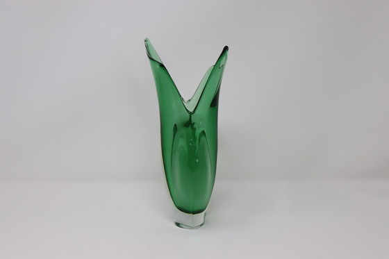 Image 1 of Vaso artistico verde in vetro di Murano, Italia anni '60