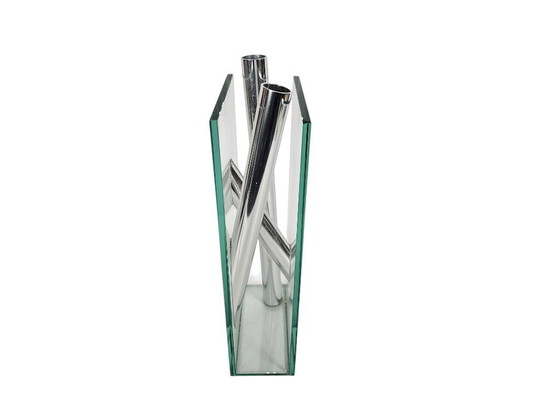 Image 1 of Lisa Mori for Inn - Inn Crystal Glass GmbH - Modernist - glass - crystal - aluminum - vase - 90s