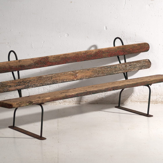 Panca antica in ferro e legno di pino – Europa Centrale, circa 1920 – Panche, Iron, Rustic (photo 4 of 40)