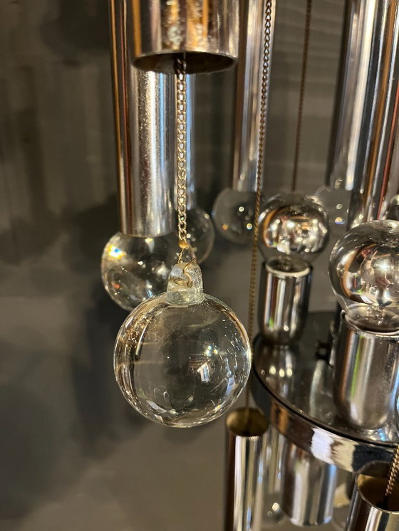 Image 1 of Sciolari Kronleuchter aus der Mitte des 20. Jahrhunderts, aus Chrom und Glas