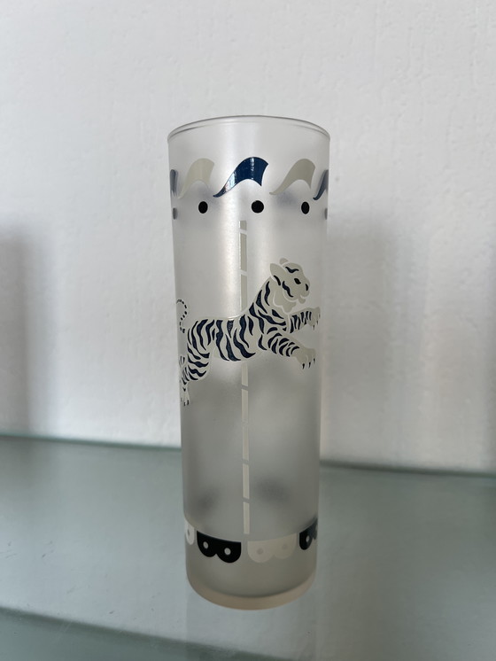 Image 1 of Set van 4 vintage Libbey Frosted Carrousel / Cavalcade Collins glazen - Mid Century Modern, jaren 1950 VS