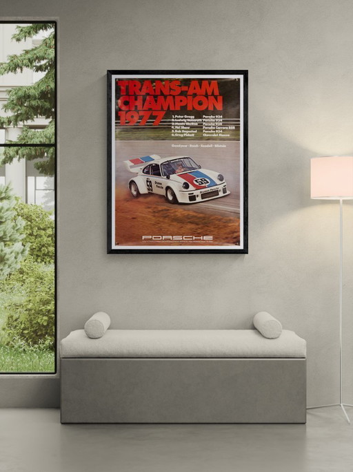 Porsche Trans-Am Champion 1977 – Póster original vintage de Porsche de Werbeagentur Strenger – Vintage Motorsport – 102 x 76 cm