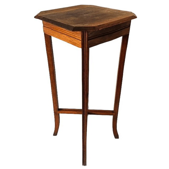 Image 1 of Tavolo antico con piante brocante su piedistallo in quercia, 1890