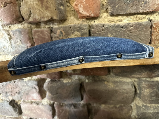 Poltrona Vintage Unica in Denim – Stile Luigi XV Restaurato – Poltrone, Wood, Textile (photo 6 of 12)
