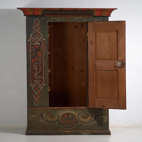 Armadio Dipinto d'Arte Popolare, Europa Centrale, datato 1814, Armadi contenitori, Altro, Legno, Rosso (foto 25 di 49)