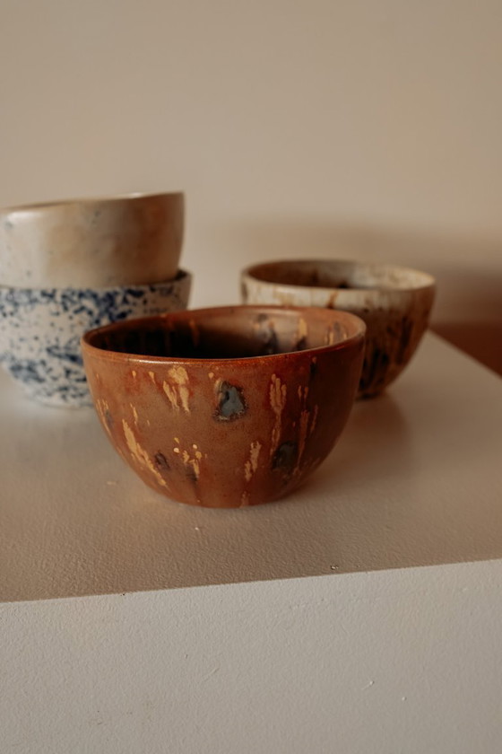 Image 1 of Unique handmade ceramic cappuccino mugs - set of 4