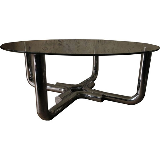 Vintage Couchtisch aus Stahlrohr und Glas, 1960