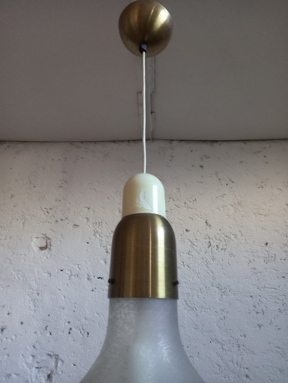 Image 1 of Lámpara de araña de cristal arenado de los años 60 de Stilux 