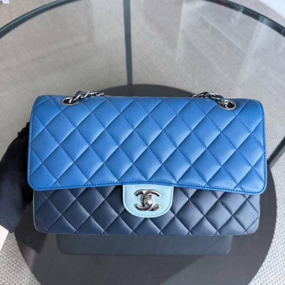 Image 1 of Chanel Classic Flap Medium - 25CM Quilted Lambskin Tri-Color Blue Silver Hardware Series 22