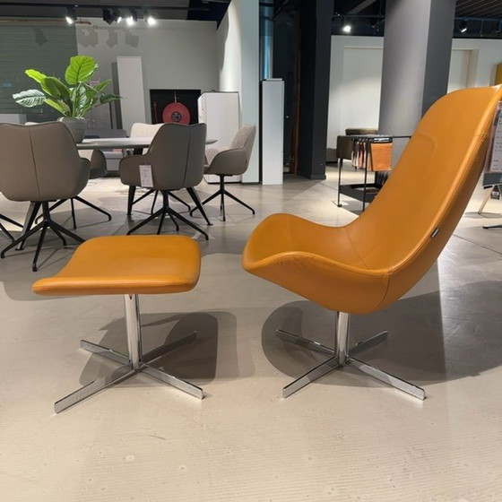 Image 1 of Gelderland 7400 swivel armchair with footstool