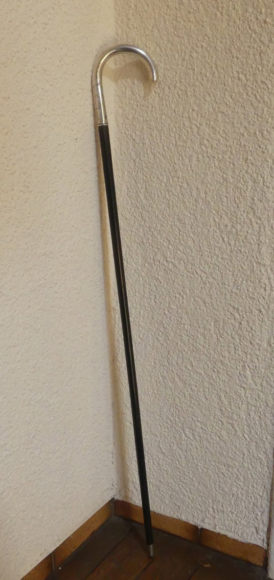 Image 1 of Canne 800 argent Lutz & Weiß Pforzheim ébène 94 cm Art Nouveau aeb