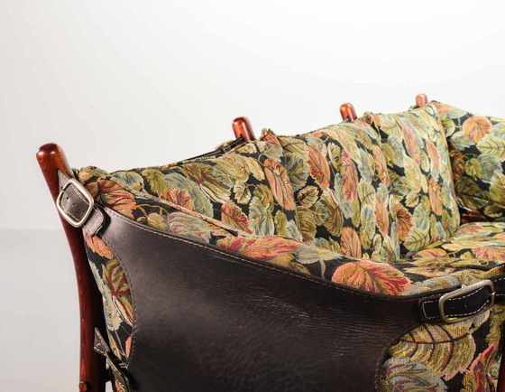 Image 1 of Beautiful Arne Norell 3-Seat ‘Ilona’ Rosewood Sofa for Arne Norell AB Aneby Möbler with Autumn Leaves Fabric Upholstery. Sweden.