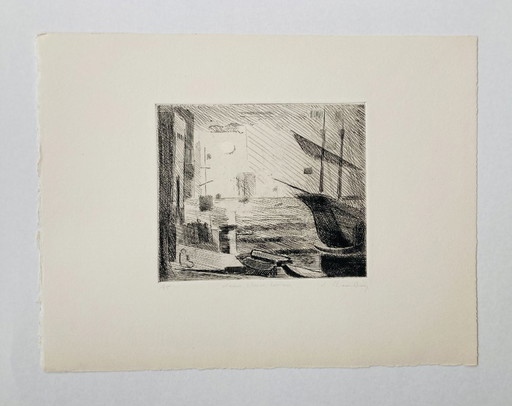 Jack Chambrin - Gravure ancienne - Port