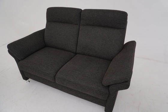 Image 1 of Himolla set set couch sofa three seater two seater armchair fabric brown