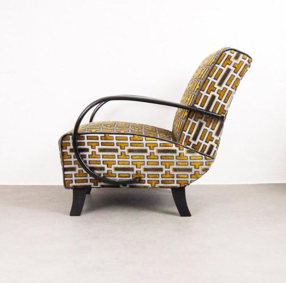 Image 1 of 2x Fauteuils "Gold Tetris" van Jindrich Halabala