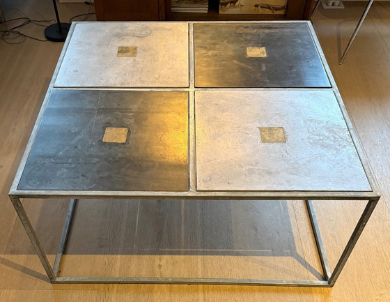 Image 1 of Juego de 3 mesas de centro únicas de diseño industrial del artista